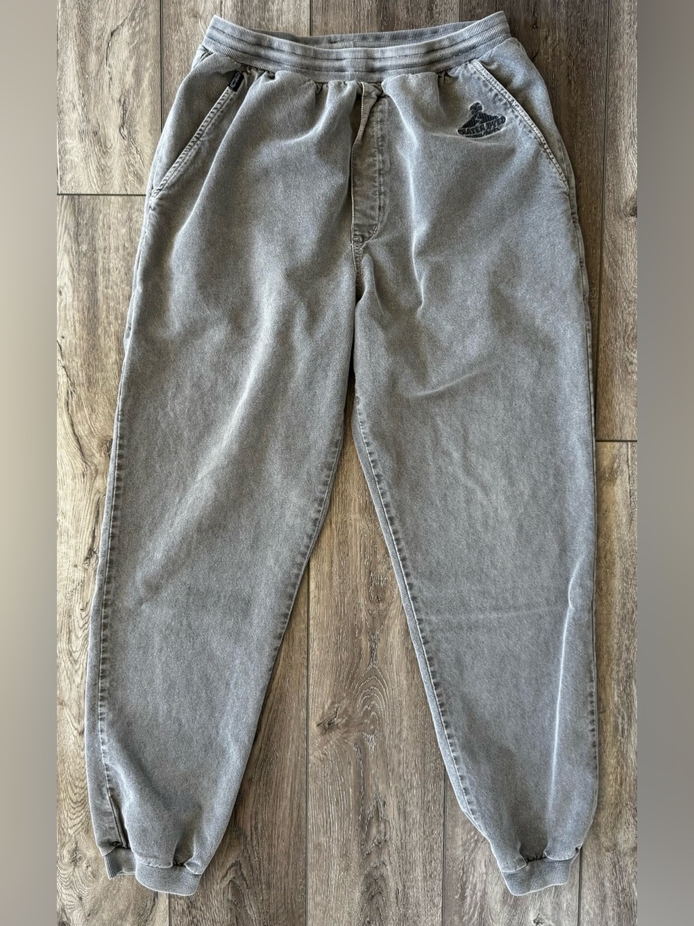 Crazy Shirts Men’s LARGE Crater Dyed Canton Pants Gray Drawstring Relaxed Hawaii